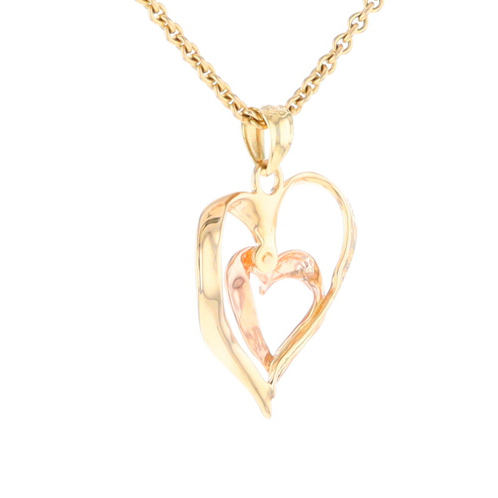 Two-Tone Double Heart Pendant