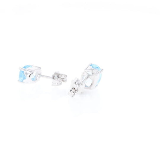 Oval Blue Topaz Stud Earrings