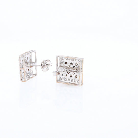 Square White & Chocolate Diamond Earrings