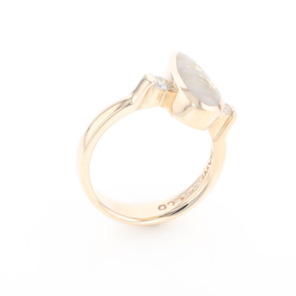 Gold Quartz Ring Pear Shape Inlaid with .18ctw Round Diamonds