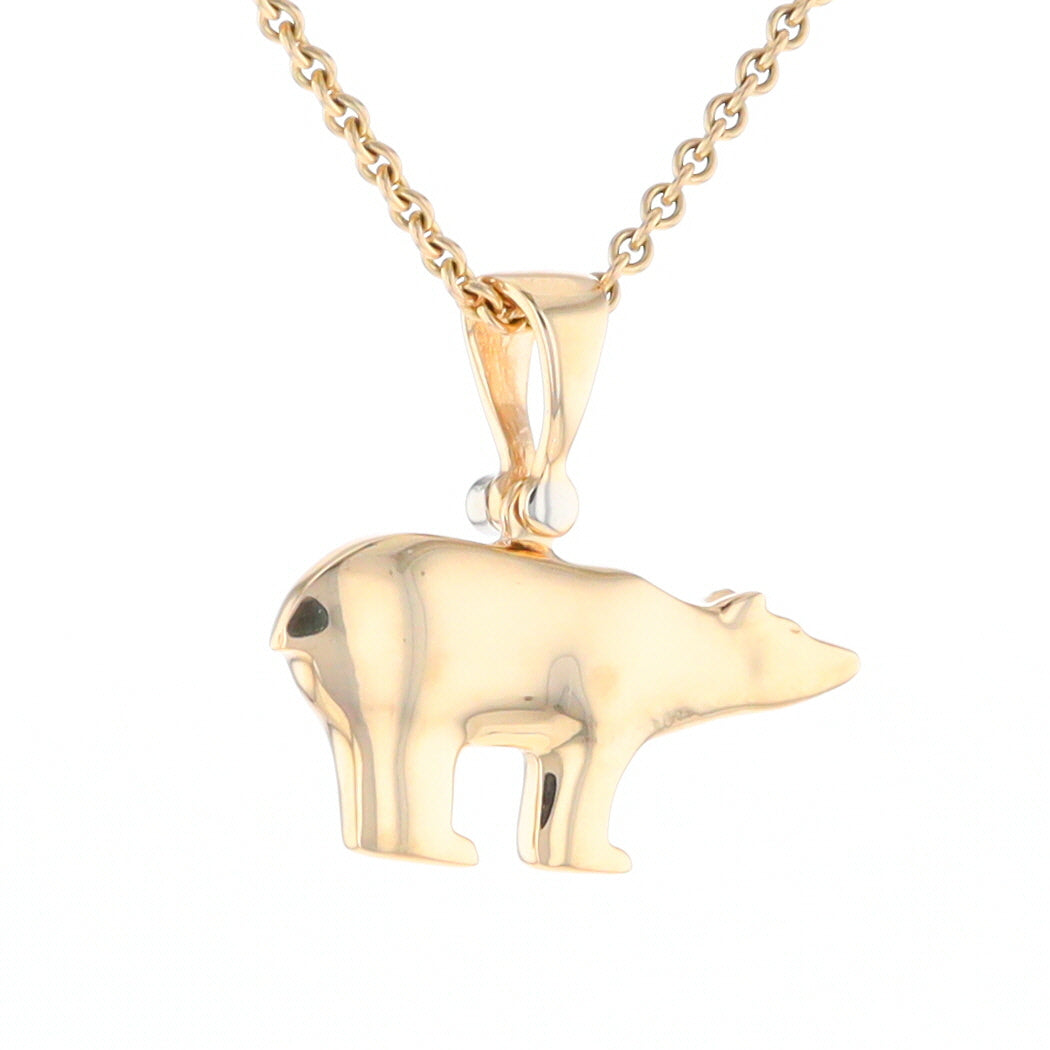 Gold Quartz Inlaid Polar Bear Pendant