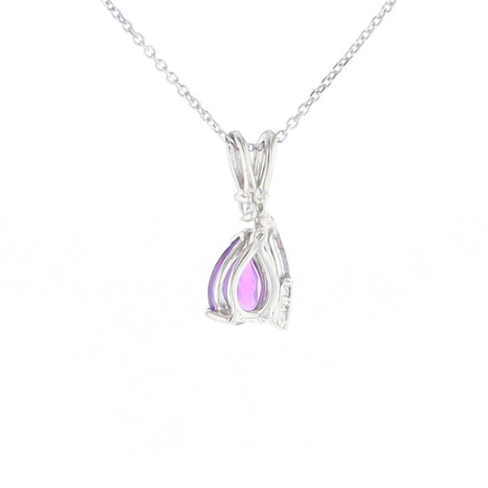Amethyst Pear Ribbon Necklace