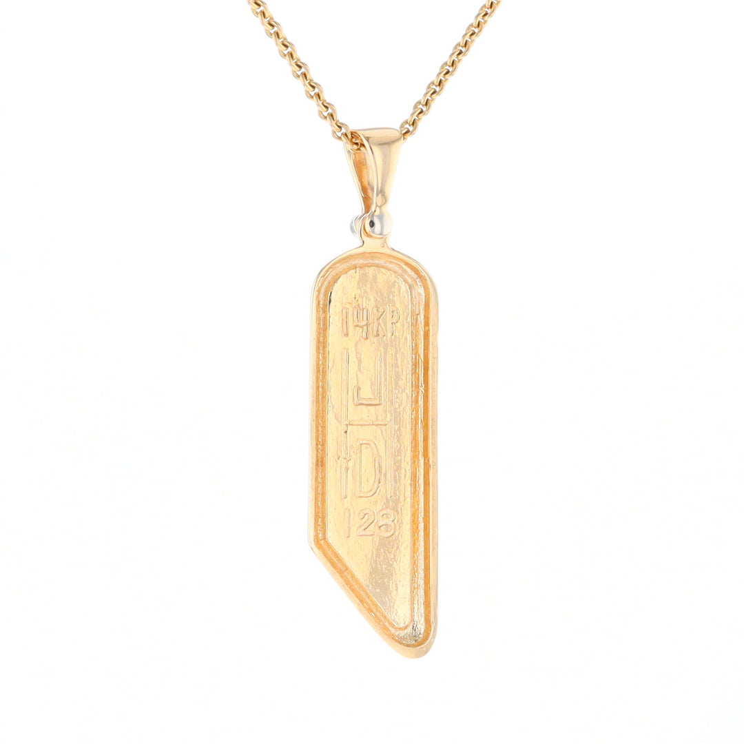 Gold Quartz Long Geometric Inlaid Pendant