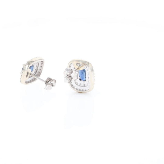 Double Halo Sapphire Earrings