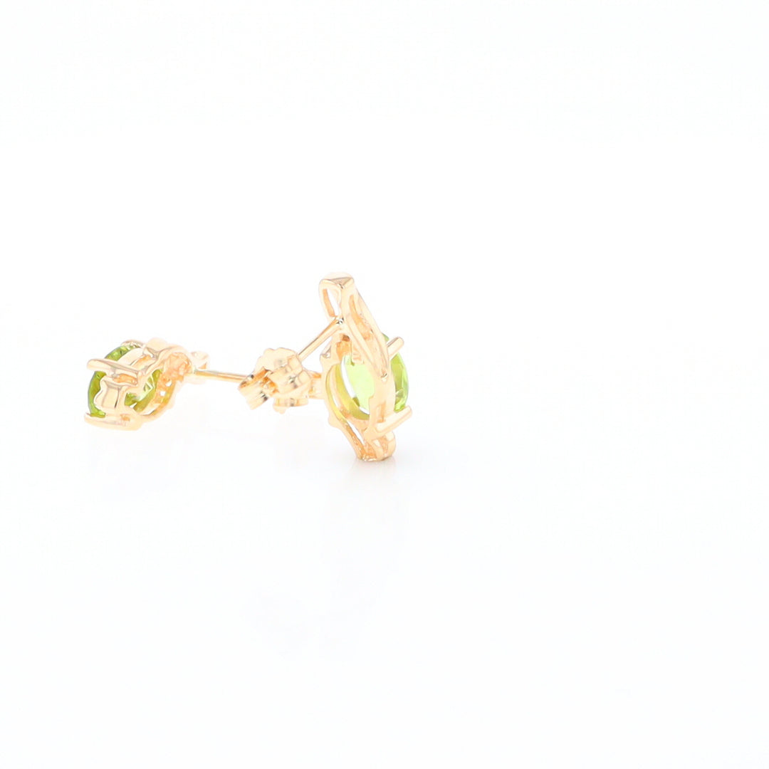 Peridot Ribbon Stud Earrings