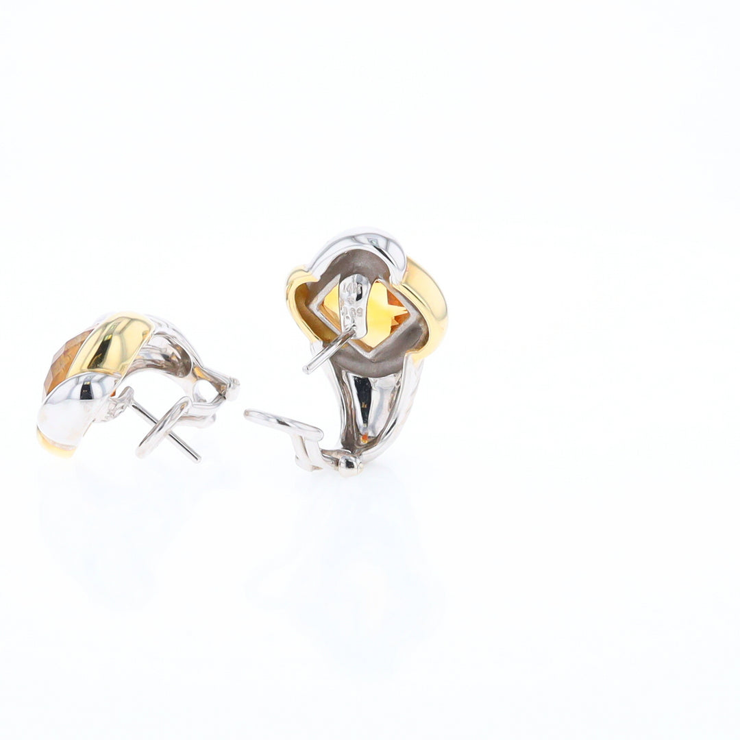 Two-Tone Checkerboard Citrine Earrings