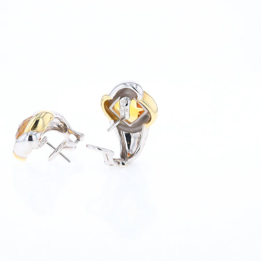 Two-Tone Checkerboard Citrine Earrings