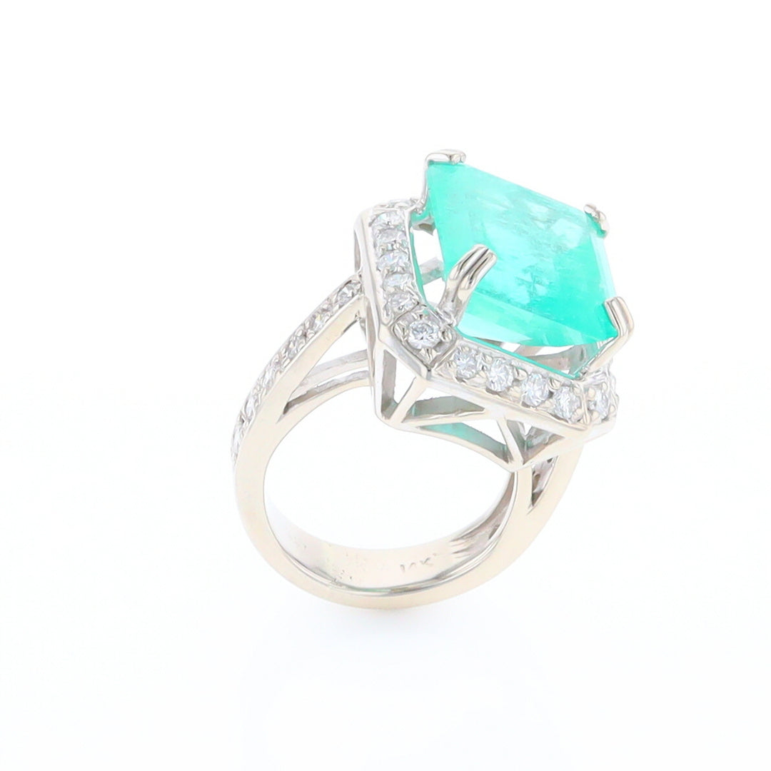 5.25ct Emerald Ring with Diamond Halo