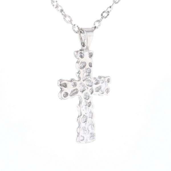 Sterling Silver Nugget Pattered Cross Necklace