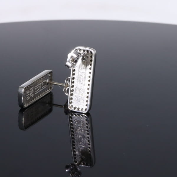 Opal Earrings Rectangle Inlaid with .50ctw Round Diamond Halo Studs