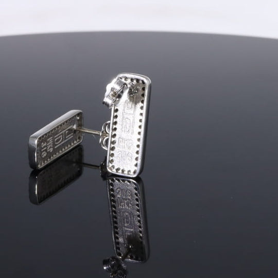 Opal Earrings Rectangle Inlaid with .50ctw Round Diamond Halo Studs