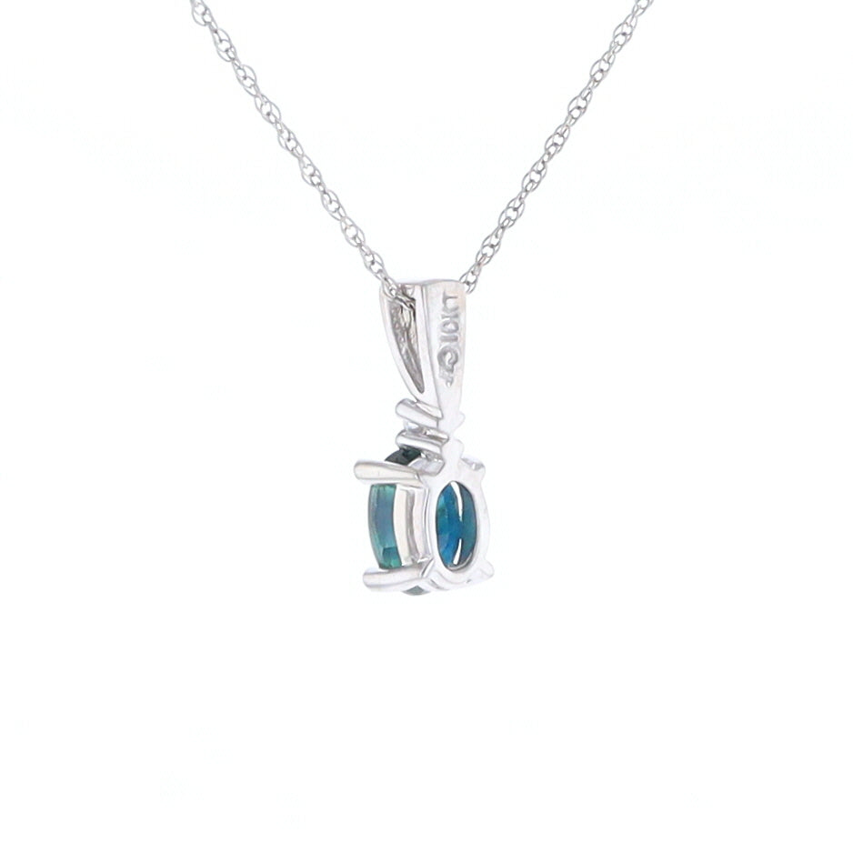 White Gold Sapphire & Diamond Pendant