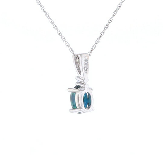 White Gold Sapphire & Diamond Pendant