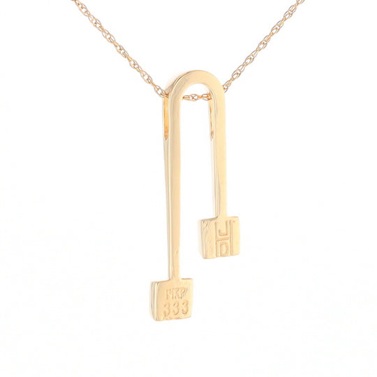 Gold Quartz 2 Square Curved Bar Pendant