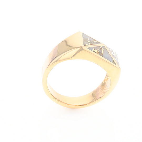 Four Section Gold Quartz Inlaid Men's Ring G2