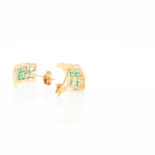 Semi-Hoop Channel Emerald Earrings