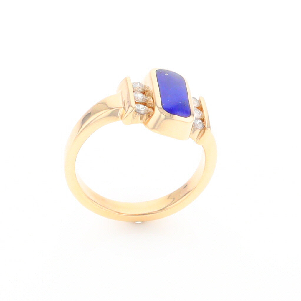 Lapis 0.24ctw Diamond Ring