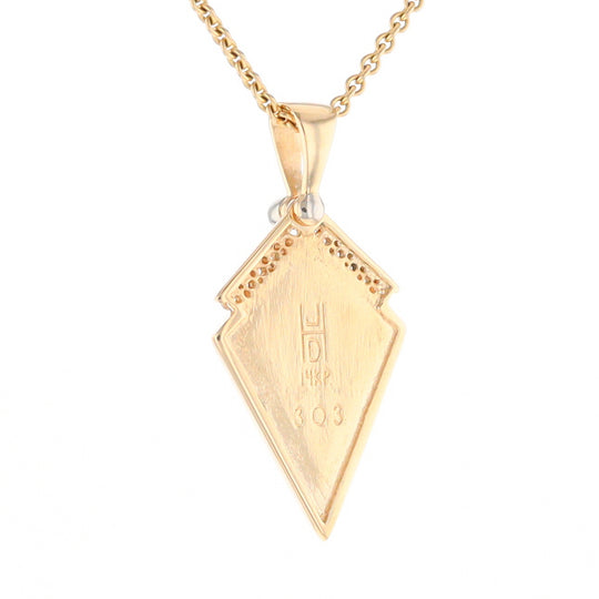 Gold Quartz Kite Shape Inlaid Pendant with 0.19ctw Diamonds (G1)