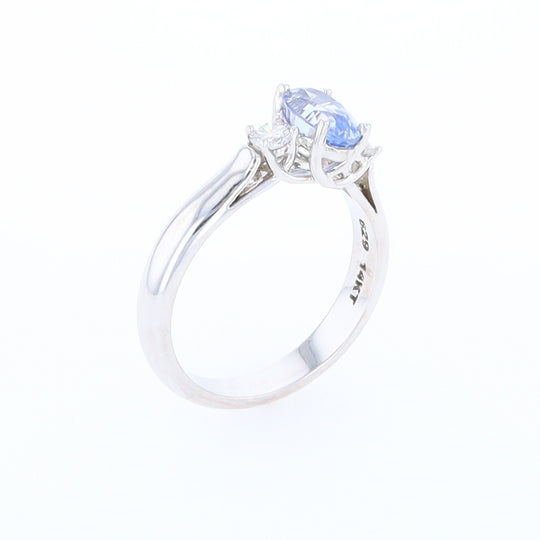 Ceylon Sapphire Three-Stone Trellis Ring