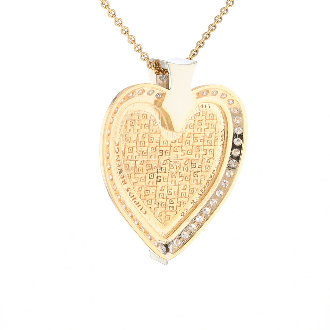 Gold Quartz Necklace Cupid's Revenge 2.24ctw Diamonds Heart Pendant