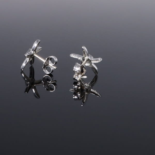 Opal Earrings Inlaid Realistic Star Fish Design