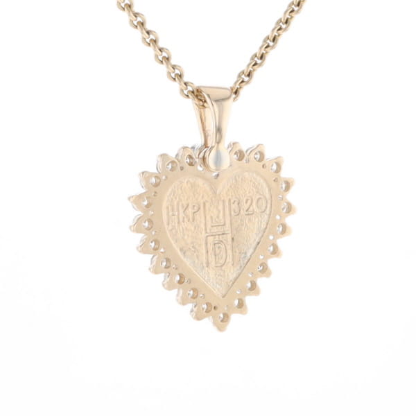 Gold Quartz Heart Shape Inlaid .55Ctw Diamond Pendant