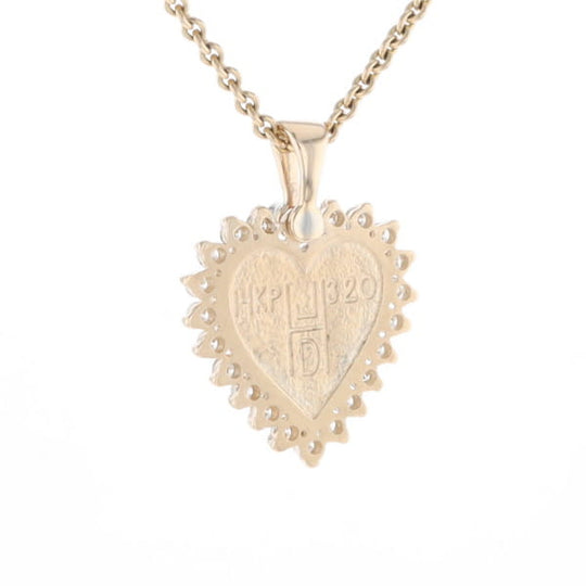 Gold Quartz Heart Shape Inlaid .55Ctw Diamond Pendant