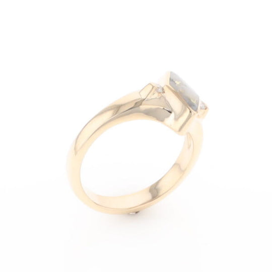 G2 Gold Quartz Ring Diamond Shape Inlaid with 0.05ctw Round Diamonds