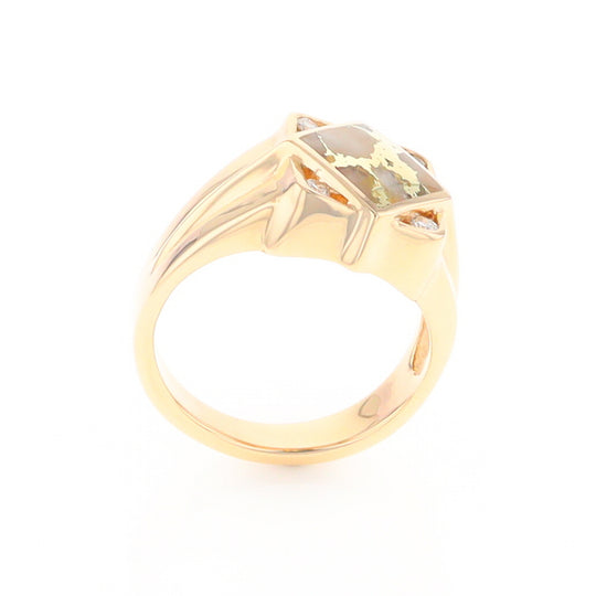 Gold Quartz Mens Ring with Diamond Accents