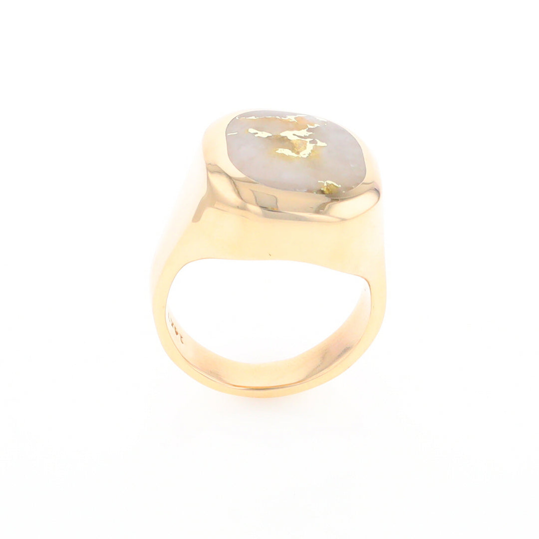 Gold Quartz Ring, Rectangle Inlaid Center