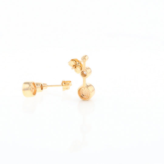Gold Quartz Round Inlay with Diamond Accents Stud Earrings G2