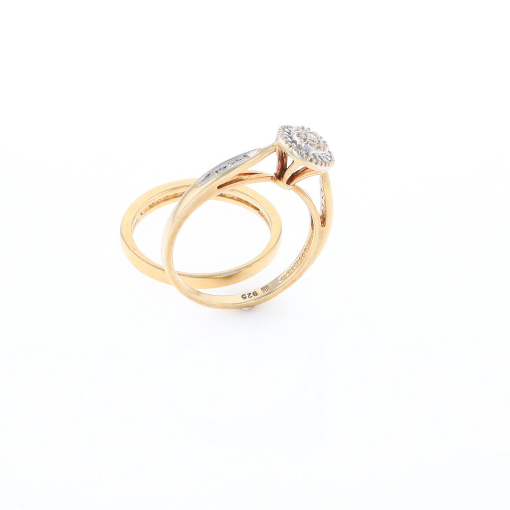 Gold Plated Silver Diamond Engagement Ring Set