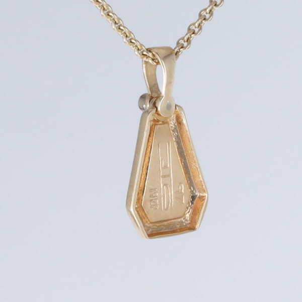 Opal Triangle Inlay with .02ctw Diamond Pendant