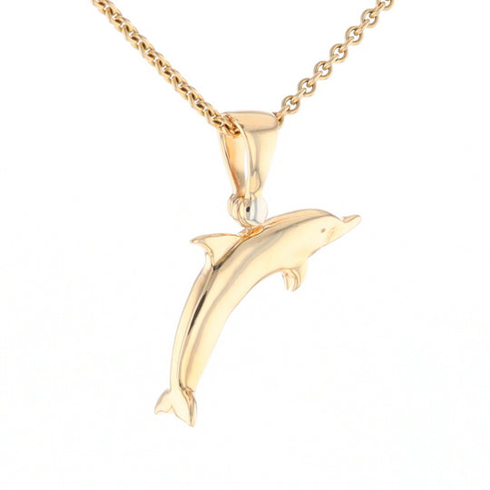 Gold Quartz Dolphin Pendant - G2