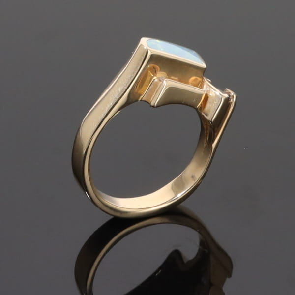 Opal Rings Geometric Inlaid with Tanzanite and .08ctw Round Diamonds