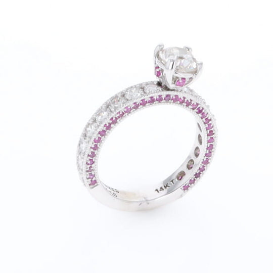 Diamond and Pink Sapphire Engagement Ring