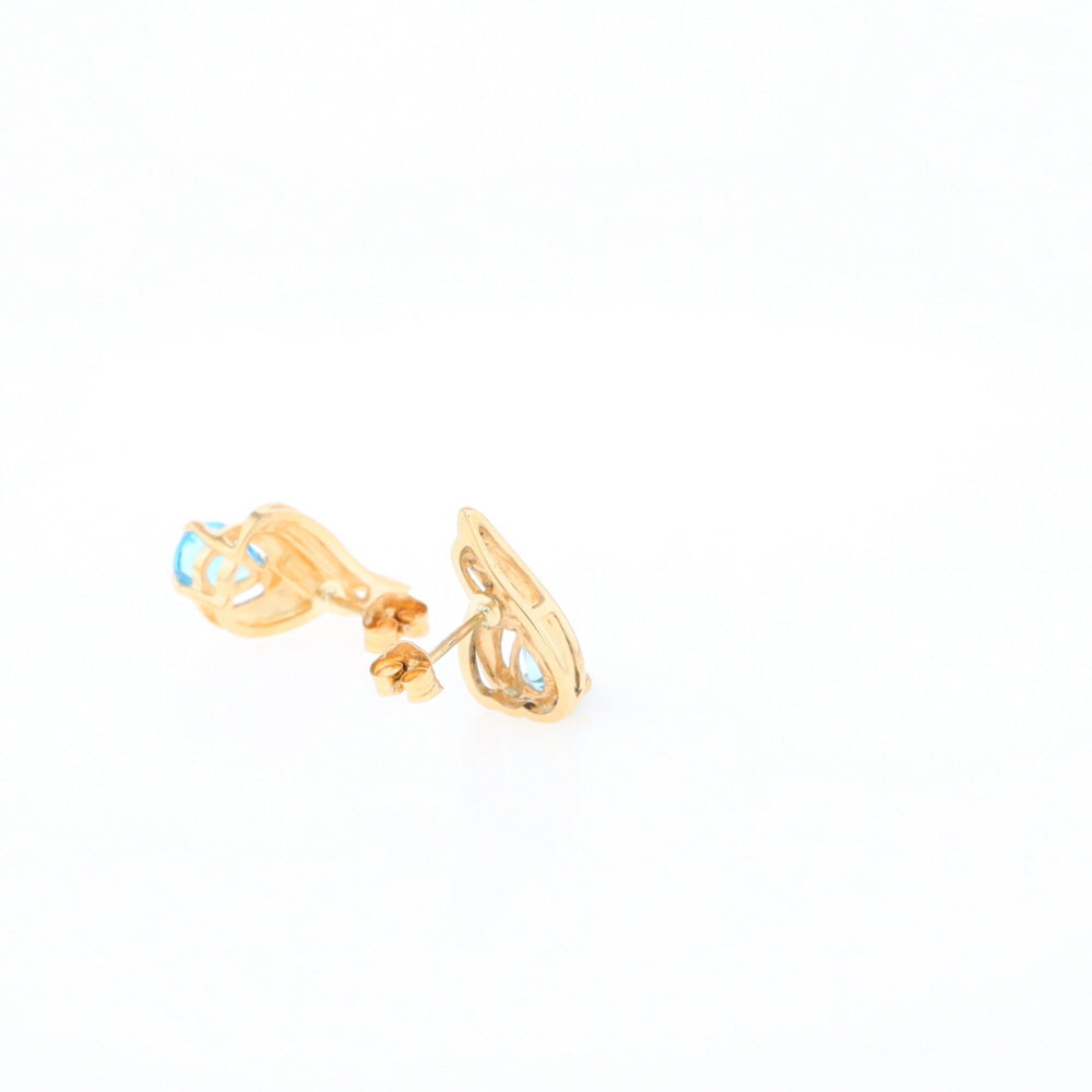 Blue Topaz Swirl Pear Stud Earrings