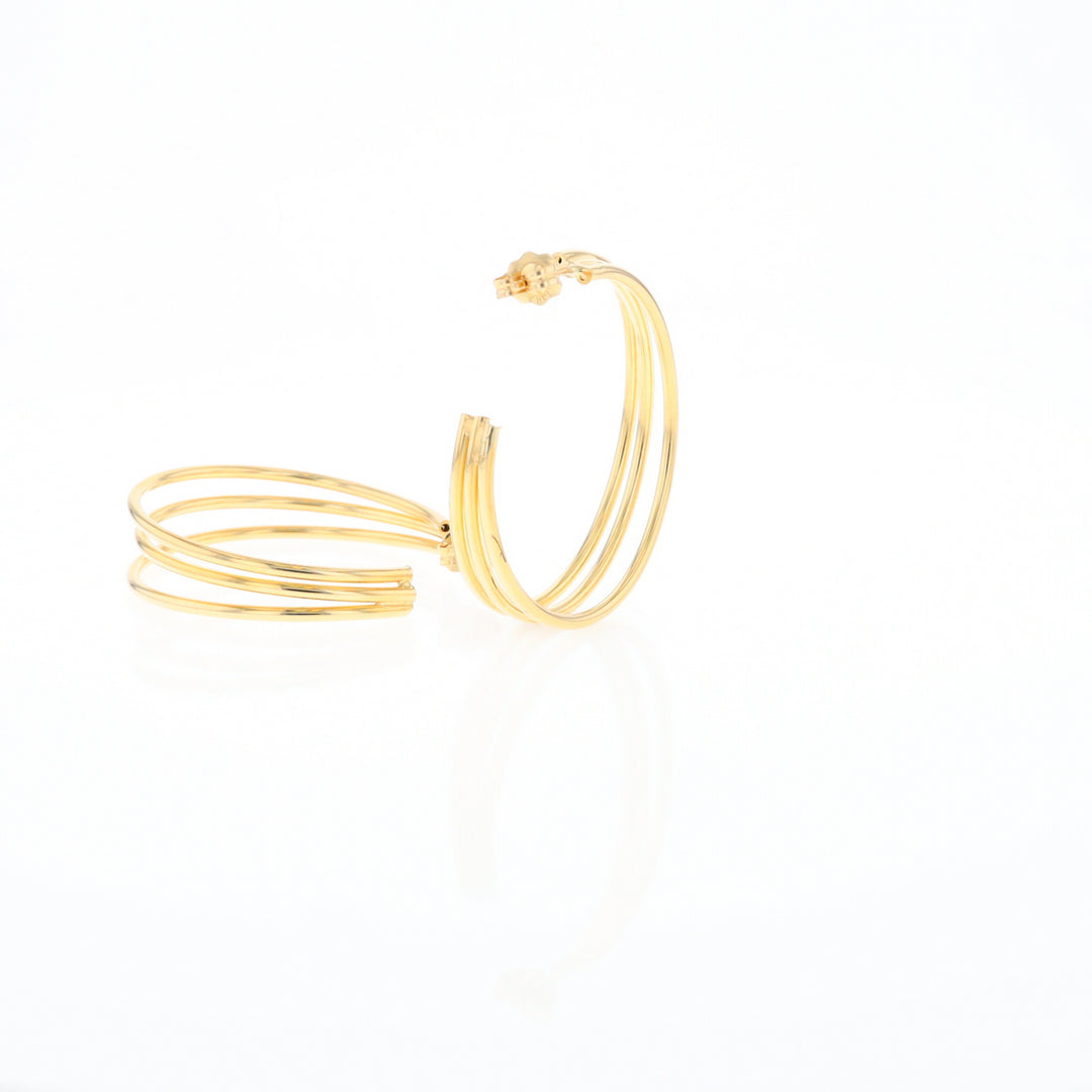 Three Bar Gold Hoop Earrings