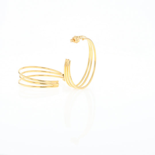 Three Bar Gold Hoop Earrings