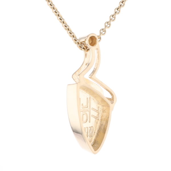 Gold Quartz Triangulare Inlaid Pendant with Diamond Accent