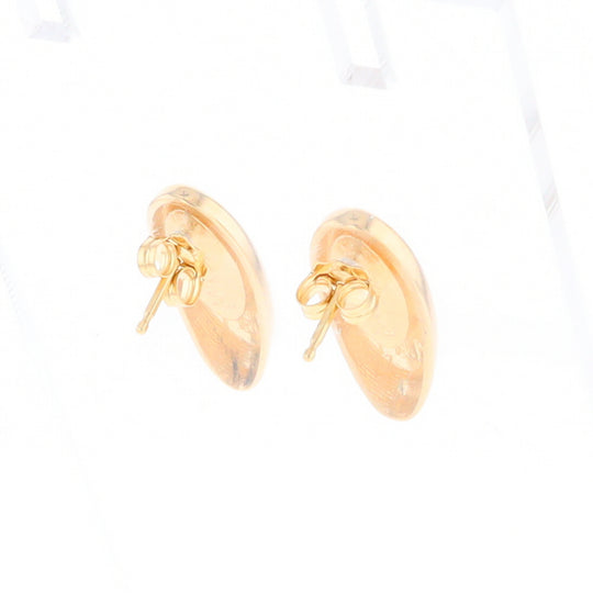 Oval Gold Quartz Inlaid Earrings - G2