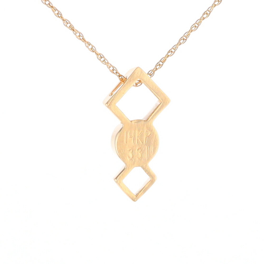 Gold Quartz Round Inlay Double Diamond Design Pendant