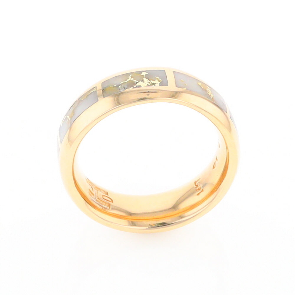 Gold Quartz Ring 8 Rectangle Section Inlaid Eternity Band