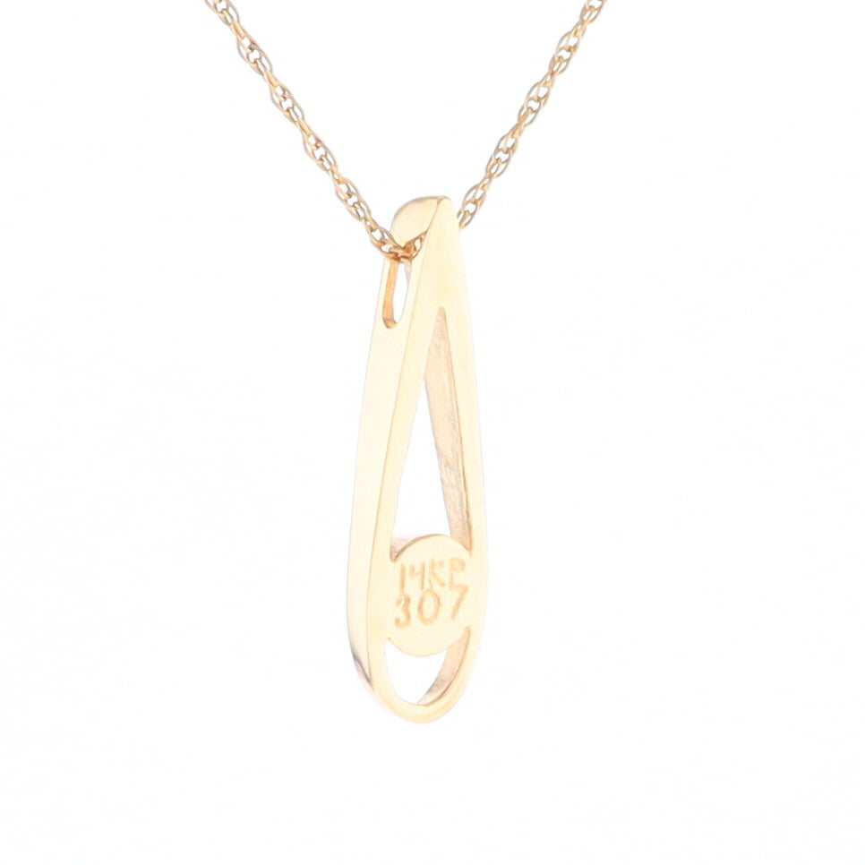 Open Teardrop Round Gold Quartz Inlaid Pendant