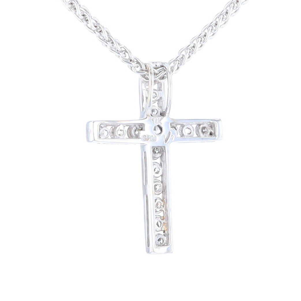 Channel Set Diamond Cross Pendant