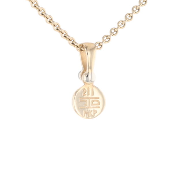 Gold Quartz Necklace Round Inlaid Pendant with .02ct Round Diamond