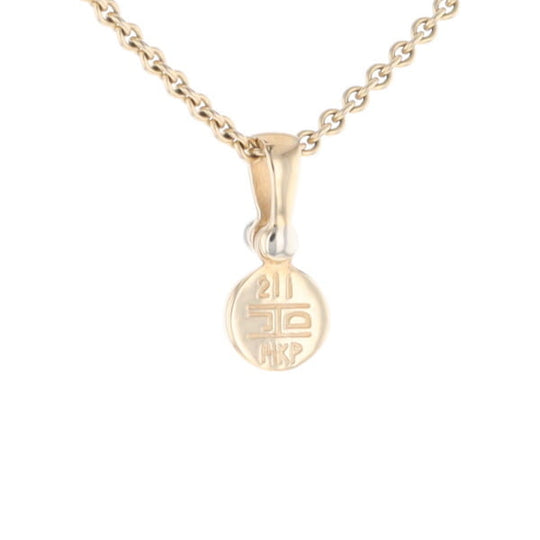Gold Quartz Necklace Round Inlaid Pendant with .02ct Round Diamond
