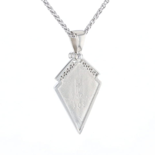 Pietersite Kite Shaped Inlaid Pendant with 0.19ctw Diamonds