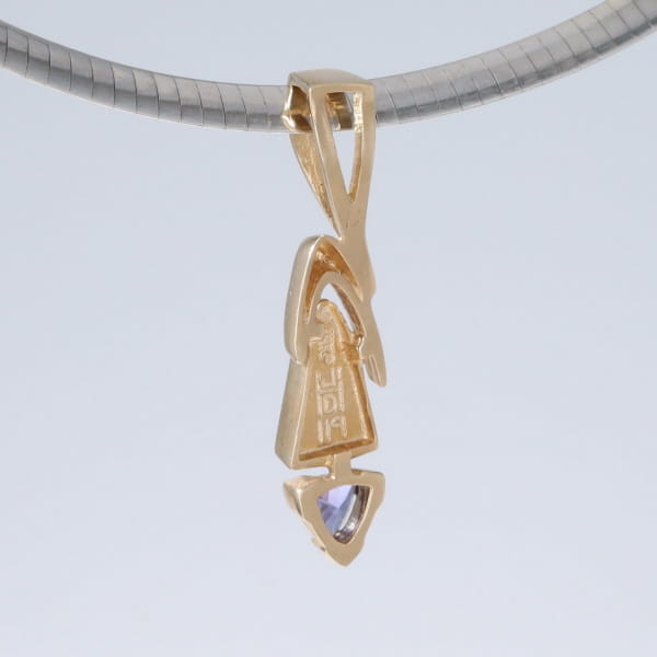 Opal Pendant Triangle Inlaid Design with Trillion Cut Tanzanite
