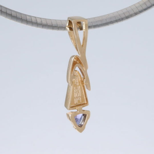 Opal Pendant Triangle Inlaid Design with Trillion Cut Tanzanite